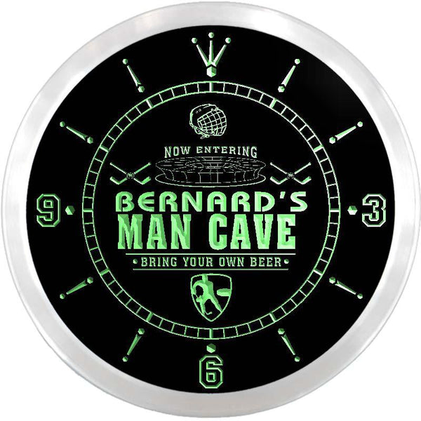ADVPRO Bernard's Man Cave Hockey Bar Custom Name Neon Sign Clock ncx0142-tm - Green