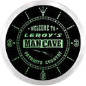 ADVPRO Leroy's Man Cave Patriots Country Custom Name Neon Sign Clock ncx0143-tm - Green