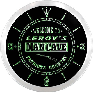 ADVPRO Leroy's Man Cave Patriots Country Custom Name Neon Sign Clock ncx0143-tm - Green