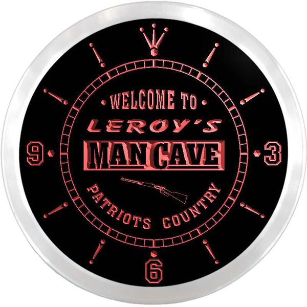ADVPRO Leroy's Man Cave Patriots Country Custom Name Neon Sign Clock ncx0143-tm - Red