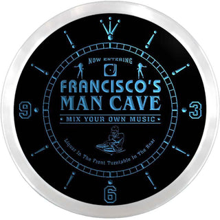 ADVPRO Francisco's Man Cave DJ Zone Custom Name Neon Sign Clock ncx0145-tm - Blue