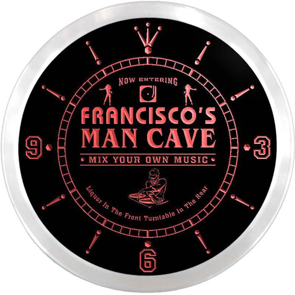 ADVPRO Francisco's Man Cave DJ Zone Custom Name Neon Sign Clock ncx0145-tm - Red