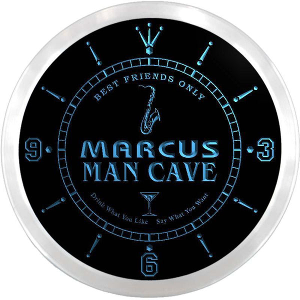 ADVPRO Marcus Man Cave VIP Lounge Bar Custom Name Neon Sign Clock ncx0146-tm - Blue