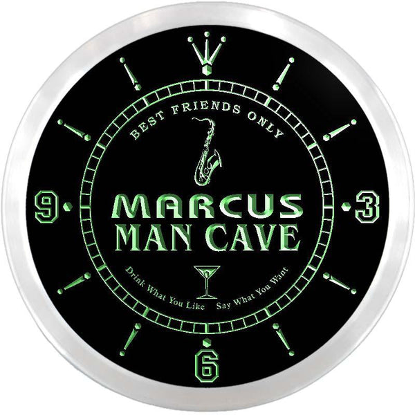ADVPRO Marcus Man Cave VIP Lounge Bar Custom Name Neon Sign Clock ncx0146-tm - Green