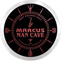 ADVPRO Marcus Man Cave VIP Lounge Bar Custom Name Neon Sign Clock ncx0146-tm - Red