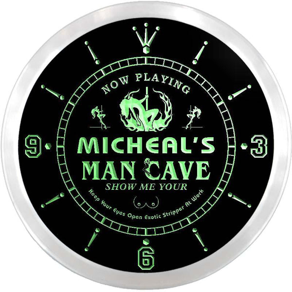 ADVPRO Micheal's Man Cave Sexy Bar Custom Name Neon Sign Clock ncx0148-tm - Green