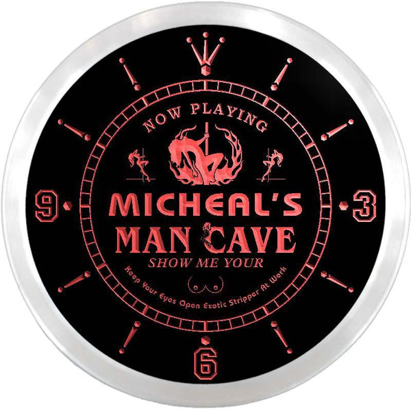 ADVPRO Micheal's Man Cave Sexy Bar Custom Name Neon Sign Clock ncx0148-tm - Red
