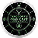 ADVPRO Theodore's Man Cave Hunting Lodge Custom Name Neon Sign Clock ncx0149-tm - Green