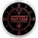 ADVPRO Theodore's Man Cave Hunting Lodge Custom Name Neon Sign Clock ncx0149-tm - Red