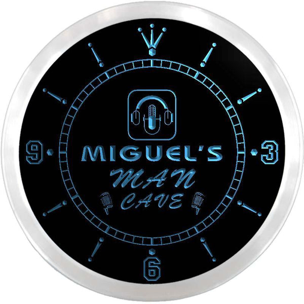 ADVPRO Miguel's Recording Studio Man Cave Custom Name Neon Sign Clock ncx0150-tm - Blue