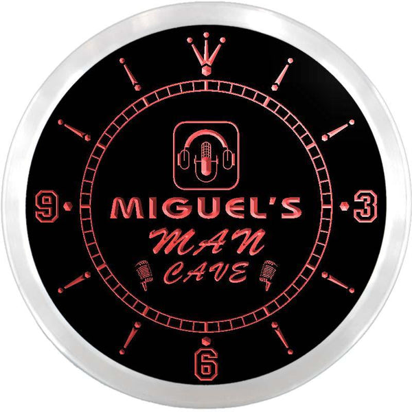 ADVPRO Miguel's Recording Studio Man Cave Custom Name Neon Sign Clock ncx0150-tm - Red