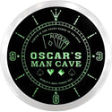 ADVPRO Oscar's Man Cave Poker Room Custom Name Neon Sign Clock ncx0151-tm - Green