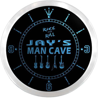 ADVPRO Jay's Man Cave Guitar Weapon Room Custom Name Neon Sign Clock ncx0152-tm - Blue