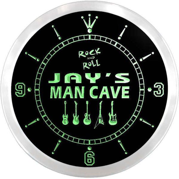 ADVPRO Jay's Man Cave Guitar Weapon Room Custom Name Neon Sign Clock ncx0152-tm - Green