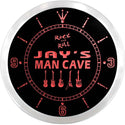 ADVPRO Jay's Man Cave Guitar Weapon Room Custom Name Neon Sign Clock ncx0152-tm - Red