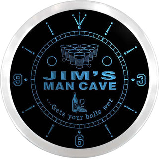 ADVPRO Jim's Man Cave Beer Pong Bar Custom Name Neon Sign Clock ncx0153-tm - Blue