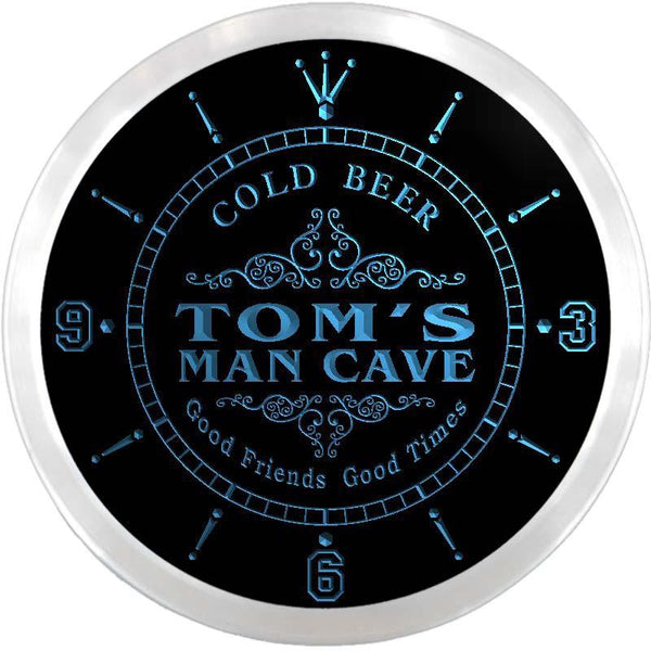 ADVPRO Tom's Man Cave Beer Ale Bar Custom Name Neon Sign Clock ncx0154-tm - Blue