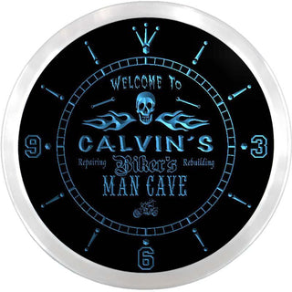 ADVPRO Calvin's Man Cave Garage Bar Custom Name Neon Sign Clock ncx0156-tm - Blue