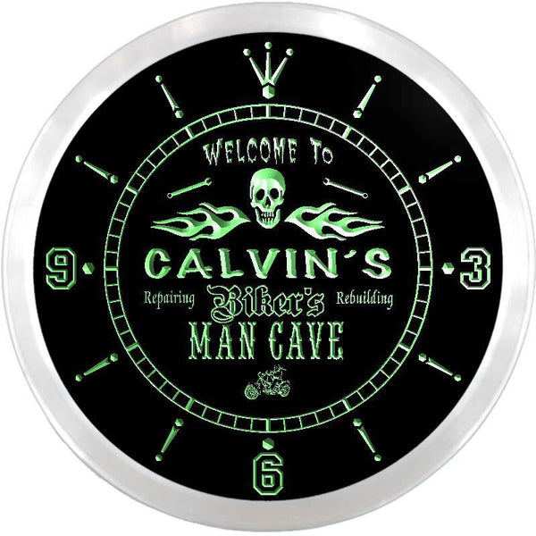 ADVPRO Calvin's Man Cave Garage Bar Custom Name Neon Sign Clock ncx0156-tm - Green