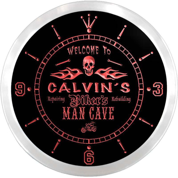 ADVPRO Calvin's Man Cave Garage Bar Custom Name Neon Sign Clock ncx0156-tm - Red