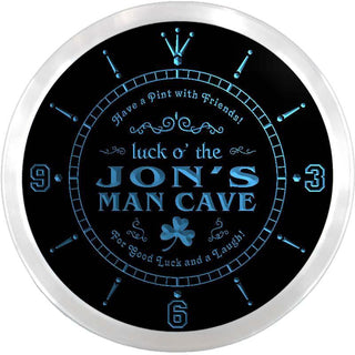 ADVPRO Jon's Man Cave Irish Pub Bar Custom Name Neon Sign Clock ncx0157-tm - Blue