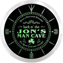 ADVPRO Jon's Man Cave Irish Pub Bar Custom Name Neon Sign Clock ncx0157-tm - Green