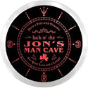 ADVPRO Jon's Man Cave Irish Pub Bar Custom Name Neon Sign Clock ncx0157-tm - Red