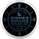 ADVPRO Ronnie's Man Cave Wine Beer Bar Custom Name Neon Sign Clock ncx0158-tm - Blue