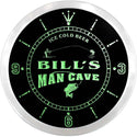 ADVPRO Bill's Man Cave Fishing Hole Custom Name Neon Sign Clock ncx0159-tm - Green