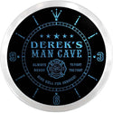 ADVPRO Derek's Man Cave Fire Dept Custom Name Neon Sign Clock ncx0160-tm - Blue