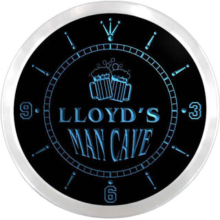 ADVPRO Lloyd's Man Cave Bar Beer Mug Custom Name Neon Sign Clock ncx0162-tm - Blue