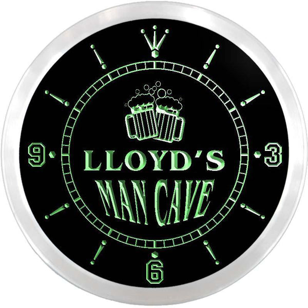 ADVPRO Lloyd's Man Cave Bar Beer Mug Custom Name Neon Sign Clock ncx0162-tm - Green