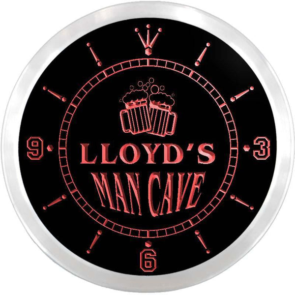 ADVPRO Lloyd's Man Cave Bar Beer Mug Custom Name Neon Sign Clock ncx0162-tm - Red