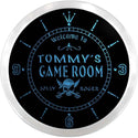 ADVPRO Tommy's Jolly Roger Game Room Custom Name Neon Sign Clock ncx0163-tm - Blue