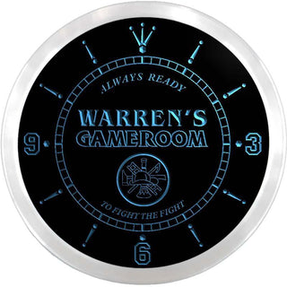 ADVPRO Warren's Firefighter Game Room Custom Name Neon Sign Clock ncx0164-tm - Blue