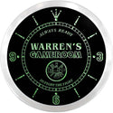 ADVPRO Warren's Firefighter Game Room Custom Name Neon Sign Clock ncx0164-tm - Green