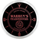 ADVPRO Warren's Firefighter Game Room Custom Name Neon Sign Clock ncx0164-tm - Red