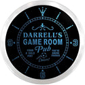 ADVPRO Darrell's Game Room Soccer Pub Custom Name Neon Sign Clock ncx0165-tm - Blue