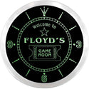ADVPRO Floyd's Game Room Home Cinema Custom Name Neon Sign Clock ncx0167-tm - Green
