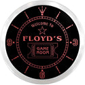 ADVPRO Floyd's Game Room Home Cinema Custom Name Neon Sign Clock ncx0167-tm - Red
