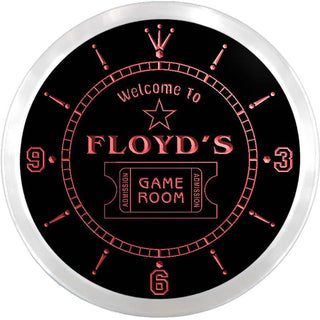 ADVPRO Floyd's Game Room Home Cinema Custom Name Neon Sign Clock ncx0167-tm - Red