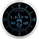 ADVPRO Leo's Bar Game Room Custom Name Neon Sign Clock ncx0168-tm - Blue