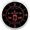 ADVPRO Leo's Bar Game Room Custom Name Neon Sign Clock ncx0168-tm - Red