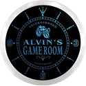 ADVPRO Alvin's Neighborhood Game Room Bar Custom Name Neon Sign Clock ncx0169-tm - Blue