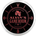 ADVPRO Alvin's Neighborhood Game Room Bar Custom Name Neon Sign Clock ncx0169-tm - Red