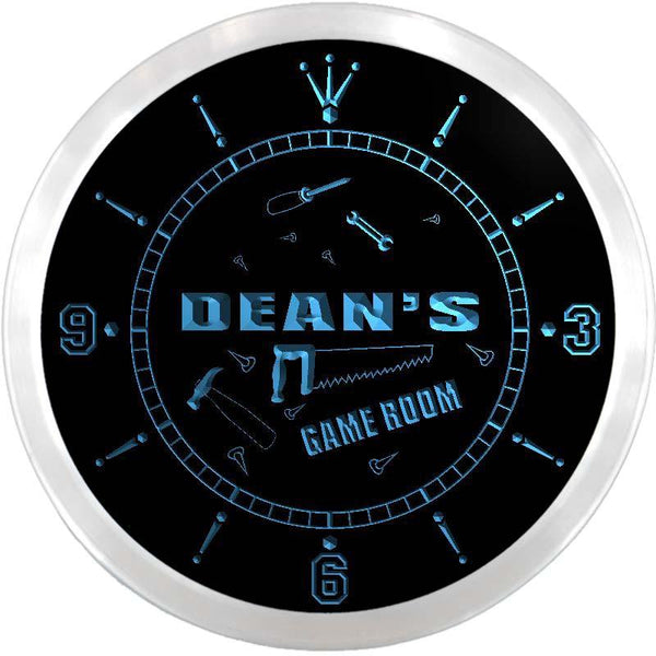 ADVPRO Dean's Game Room Fix It Shop Custom Name Neon Sign Clock ncx0170-tm - Blue