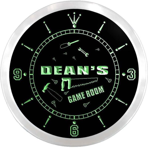 ADVPRO Dean's Game Room Fix It Shop Custom Name Neon Sign Clock ncx0170-tm - Green