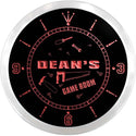 ADVPRO Dean's Game Room Fix It Shop Custom Name Neon Sign Clock ncx0170-tm - Red