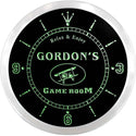 ADVPRO Gordon's Tavern Game Room Custom Name Neon Sign Clock ncx0171-tm - Green