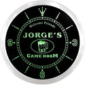 ADVPRO Jorge's Game Room Beer Mug Bar Custom Name Neon Sign Clock ncx0173-tm - Green